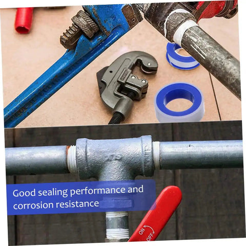 PTFE Thread Seal Tape For Plumbing High Temp Durable Leak Sealant For Pipes used on metal pipe fittings with tools nearby