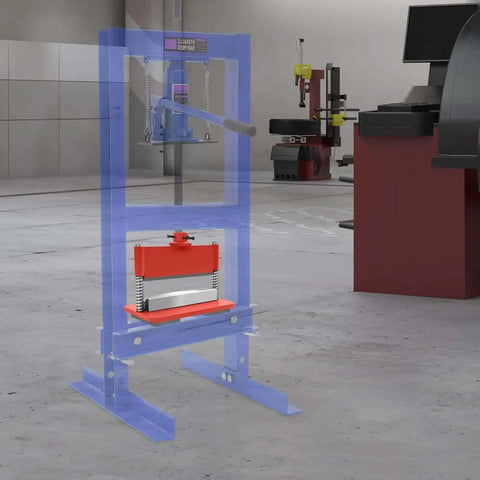 Heavy Duty 12 Inch Press Brake Attachment For Hydraulic Shop Presses, Metal Brake Bender Kit with Dual Spring installed on shop press