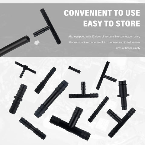 All In One Vacuum Line Kit With Six Five Foot Silicone Hoses In One Eighth To Three Eighth Inch Diameters And 64 Connectors, 130 PSI connectors