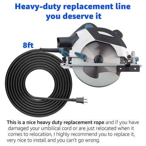 Heavy Duty Replacement Power Cord 664463-0 2X14X8 SJ for Circular Saws, Polishers and Sanders Universal Fit Easy Swap Durable Cord Built Tough For Makita Tools