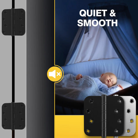 Ball bearing door hinges, 4x4 inches, matte black, heavy-duty stainless steel, non-removable pin, 3-pack