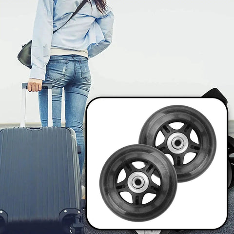 Front view of 80mm PU Replacement Luggage Wheels with ABEC-7 Bearings for Suitcases on a white background.