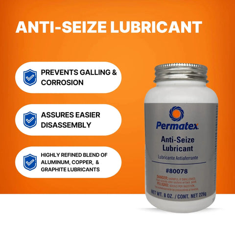 Anti Seize Lubricant With Brush Top Bottle For High Temperature Metal Parts Prevents Galling Corrosion And Seizing In Weather Or Chemical Exposure Aluminum Copper Graphite Lubricant Blend 8 Oz For Easy Assembly And Disassembly Permatex orange background