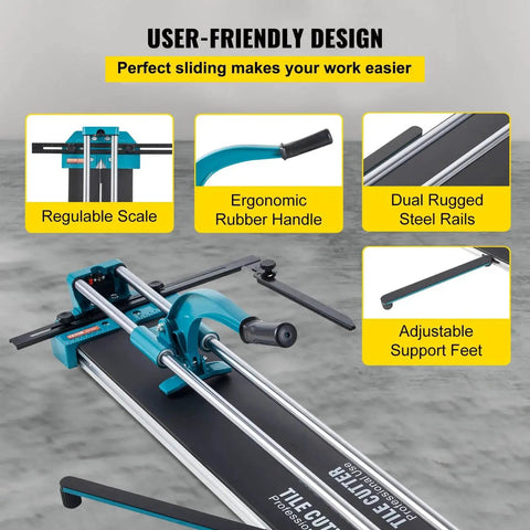 48 Inch Manual Tile Cutter With Laser Guide And Tungsten Wheel For Porcelain And Tile Cutting, focus on ergonomic handle