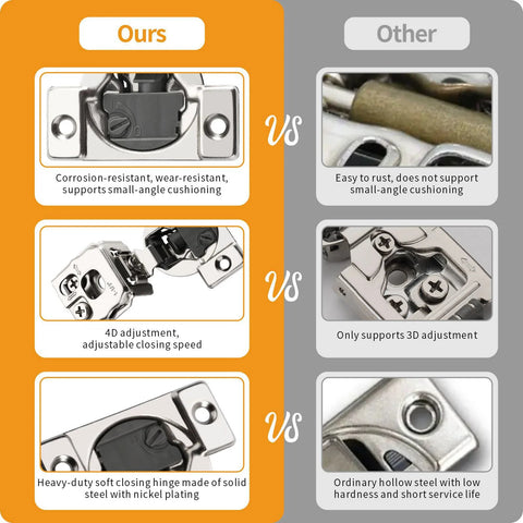 Chibery 2-pack 1-1/4 in satin-nickel concealed cabinet hinges, 105° open, 4D adjustable for face-frame cabinet doors