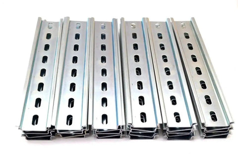 30 Pieces Slotted Steel DIN Rails Zinc Plated RoHS Compliant 8 Inch Long 35mm Wide 7.5mm High Beefy Heavy Duty Mounting Rails