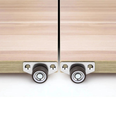 Mini Side Mount Casters Set 1.25 Inch Low Profile Fixed Non Swivel Rubber Wheels with Metal Plate for Furniture and Cabinets