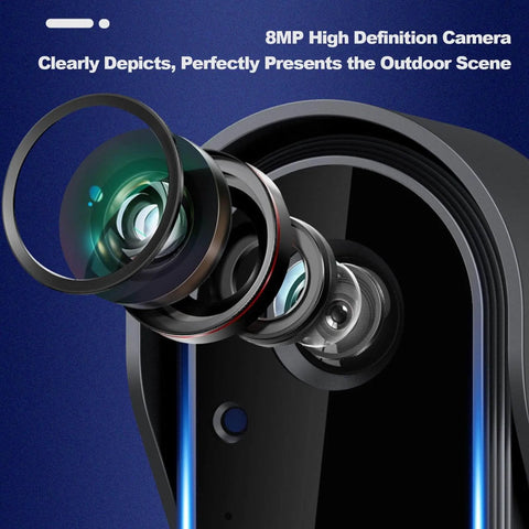 Close-up of deconstructed lens of Smart Video Doorbell System With 1080P Camera, showing 8MP high definition components.