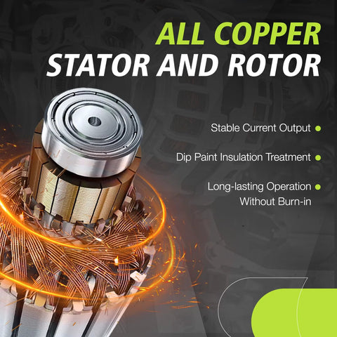 All copper stator and rotor in alternator, showcasing stable output, insulation treatment, for Acura CSX and Honda models 2003-2011