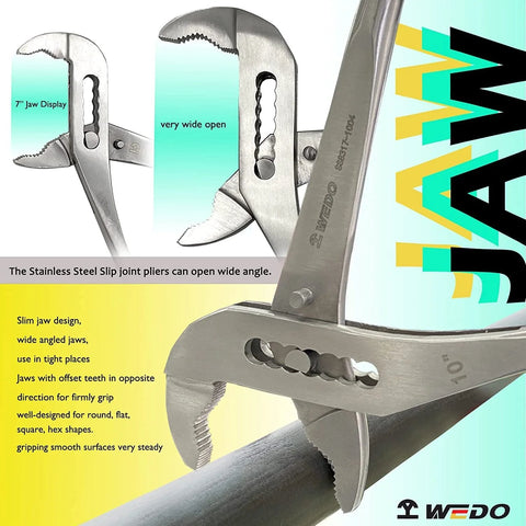 Heavy Duty Adjustable Pliers For Plumbing Repairs WEDO Stainless Steel Groove Joint Pliers 12 Inch water pump pliers feature