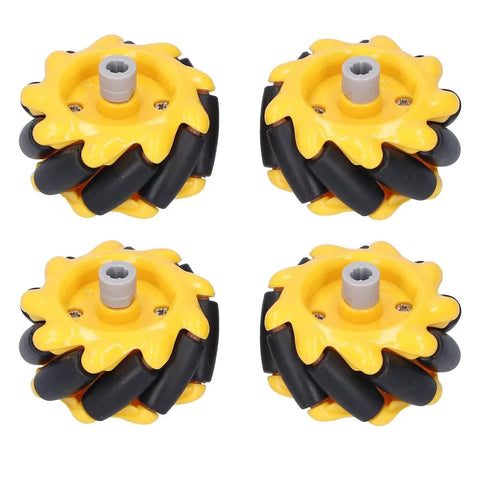 Mecanum Wheel Set For Smart Car 48mm Directional Robot Wheels With Four Wheel Drive Smooth Running And Strong Grip In Yellow And Black