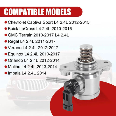 EP1028 Beefed Up High Pressure Fuel Pump Replacement For 2.4L L4 Engines Fits GMC Terrain 2010 To 2017, Chevrolet Captiva Sport 2012 To 2015