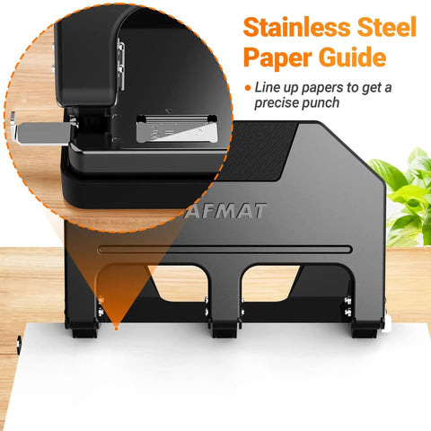 Heavy Duty 3 Hole Punch For Binders With 9 32nd Inch Holes 40 Sheet Capacity featuring stainless steel paper guide
