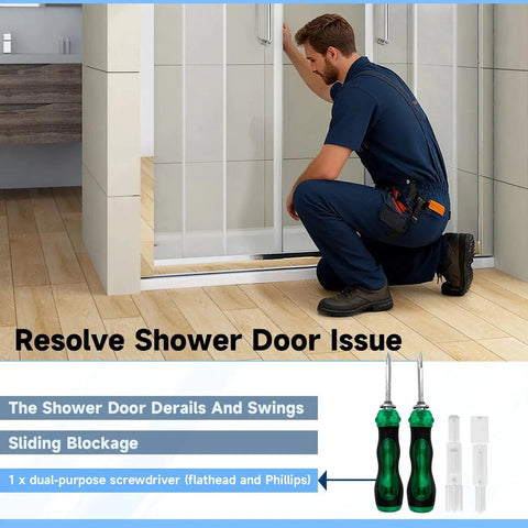 4 Pack White Reinforced Nylon Shower Door Bottom Seal Guides For Glass Sliding Doors And Enclosures with screwdriver in use