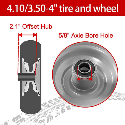 Diagram of 10 Inch Solid PU Tire And Wheel Replacement For Garden Carts Hand Trucks And Wheelbarrows with 5/8 Inch Axle Bore and 2 1/4 Inch Offset Hub Two Pack.