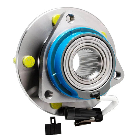 2-Pack Front Wheel Hub Bearing Assemblies for GM FWD Cars product image with blue flange and ABS sensor wire