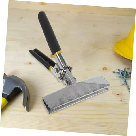 Hand Seamer Tool With Straight Jaw Manual Metal Bender for sheet metal on wooden table, ergonomic handles visible