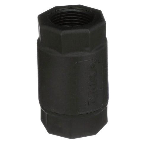 Watts ANKA Series full-flow plunger-style check valve, 3/4" FNPT x 3/4" FNPT, black glass-fiber reinforced nylon body