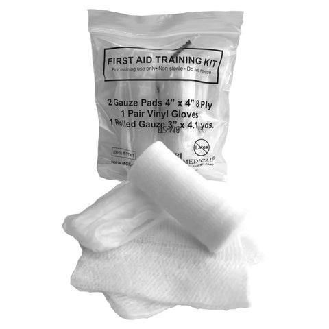 Box Of 100 Basic First Aid Training Kits Each Kit Includes 2 Gauze Pads 1 Pair Gloves And Rolled Gauze 4.1 Yards Latex Free For Training Purposes Only Now