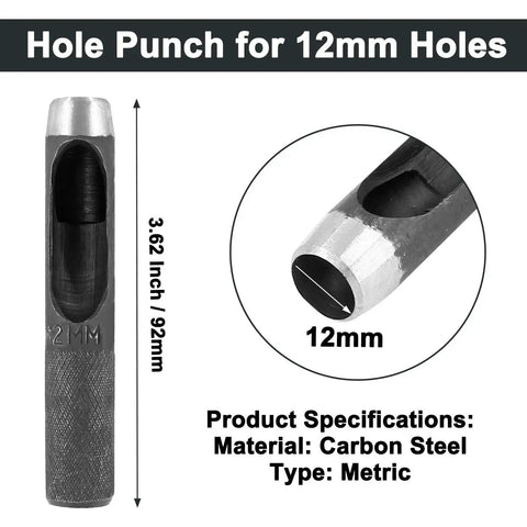 Beefy 12mm Round Gasket Punch Tool Heavy Duty Carbon Steel Hollow Hole Cutter For Leather Belts And Watch Bands 92mm