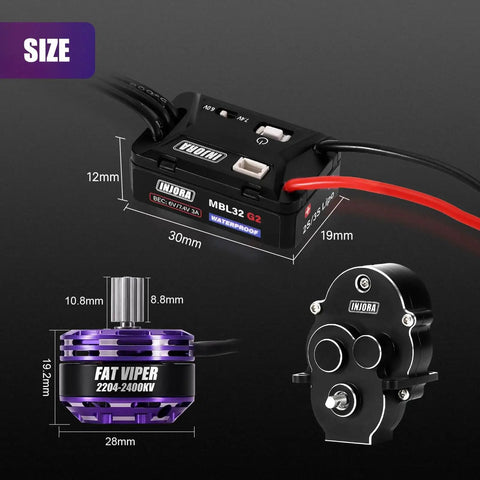 Waterproof Brushless ESC And 2204 Fat Viper Outrunner Motor Upgrade For One Eighteen Scale TRX4M Micro Crawlers Programmable AM32 Firmware Smooth Low Speed Beast Mode High Speed Power Quieter Than Brushed Systems