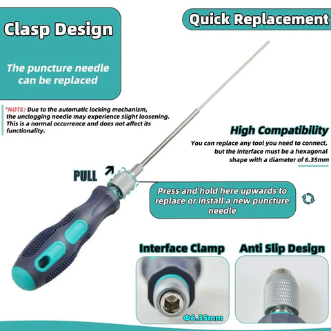 Long Reach Nozzle Poking Tool For 1.75mm 3D Printer Nozzles 200mm Extendable Needle With Anti Burn Handle features and design