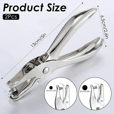 Two Piece Handheld Hole Punch Set With One Quarter Inch And One Eighth Inch Circle Punches for greeting cards and crafts