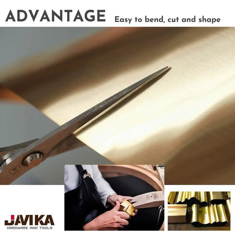 0.004 Inch Brass Shim Stock Roll 6 Inch Wide By 100 Inch Long Half Hard Cold Rolled CDA 260 For Gearheads Hardware DIY Jewelry Crafts And Electrical Work, scissors cutting brass
