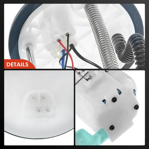 Close-up of Electric Fuel Pump Module Assembly With Sending Unit For Toyota Camry 2008 2009 2010 2011 2.4L 2.5L And Solara 2007 2008 2.4L Gas 2AZFE Replacement Direct Fit Easy Install showing wiring and connector details