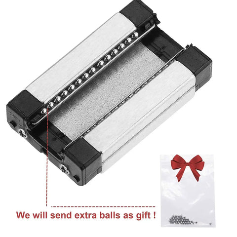 Beefy Linear Rail Guide With 550mm Rail And Carriage Block, includes extra balls, dual anti-fall strips for reduced jams and safer shipping.