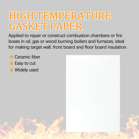 High temperature gasket paper, ceramic fiber sheet 7x10x1/8 in, 4 pcs