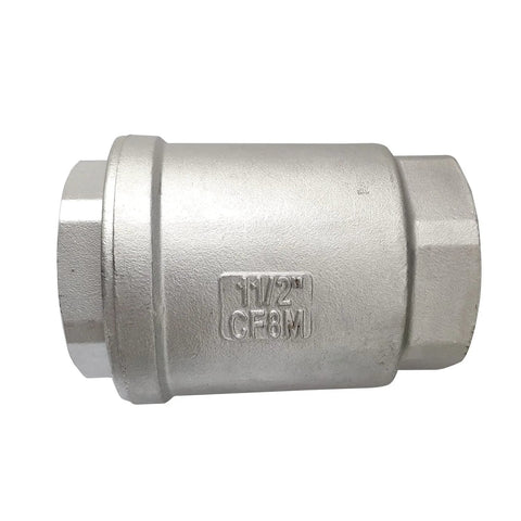 Vertical check valve, 1-1/2 in CF8M stainless steel body, inline spring-loaded