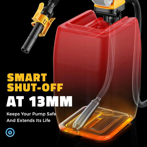 Cordless Fuel Transfer Pump With Auto Stop For No Mess Fueling Three Point Two GPM Flow Portable Diesel And Gas Pump in use