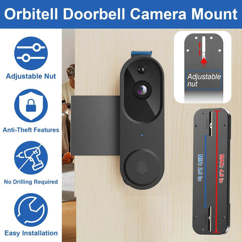 Anti Theft Doorbell Mount No Drill For Video Doorbells Adjustable Bracket Holder Ideal For Apartment Rentals Zero Fuss Install With Security Screws And Theft Resistant Design installed on door