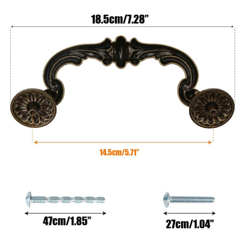 Four Piece 150mm Center Drawer Pull Handles In Zinc Alloy Rustic Vintage Style Drop Down Bail Swing Dresser Cabinet Pulls With Antique Yellow Bronze Finish
