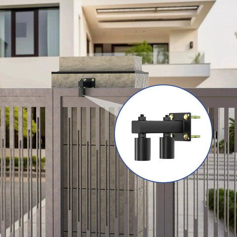 Adjustable Slide Gate Guide Roller For Heavy Duty Sliding Gates, 3 Inch Thickening Metal Bracket With Quiet Nylon Wheel installed on a gate