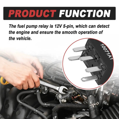 Beefy 12V Five Pin Car Fuel Pump Relay Kit installation in car engine bay showing plug-and-play functionality