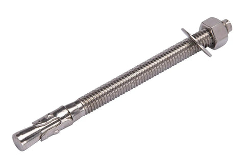 Three Eighths Inch By Five Inch Wedge Anchor 5 Pack Stainless Steel 304 Corrosion Resistant Commercial Grade With Washers And Nuts