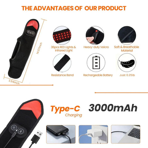 Cordless Red Light Therapy Ankle Massager Wrap With 660nm Red And 850nm Infrared Lights, Vibration And Heat, Rechargeable 3000mAh Battery