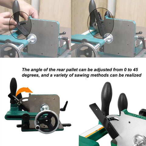 Heavy Duty Tenoning Jig For Table Saws, Pro Grade Tenon Clamping Tool shown with adjustable angle feature