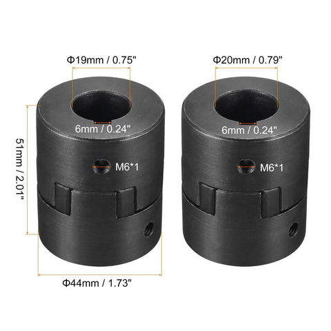 Beefy Flexible Coupling Shaft 19 To 20 mm Bore 51 mm Length By 44 mm Outer Diameter Motor Coupler Joint For Servo Motors Stepper Motors