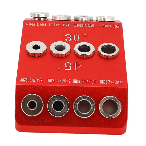 Pocket Hole Jig For Woodworking With 30, 45 And 90 Degree Holes, Aluminum Alloy Build With Steel Drill Sleeves, Front View
