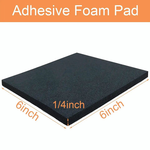 Eight Pack Six Inch Square Neoprene Foam Pads One Quarter Inch Thick Self Adhesive Anti Slip Anti Vibration Cushions shown close-up