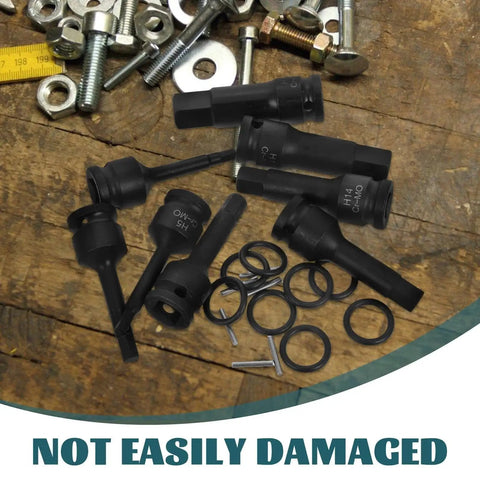 8pc JEWEDECO 1/2in impact wrench hex drive socket set with sleeve adapters, black steel.
