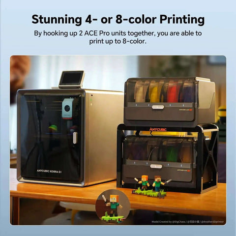 Ace Pro for Kobra S1 3D Printer with nozzle clog detection and multi-color filament setup