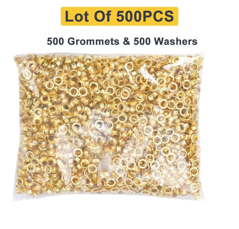 Bag of Heavy Duty 500Pcs Grommets And 500Pcs Washers Set Iron With Brass Finish for curtains and crafts