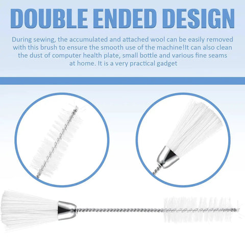 Double-headed lint brush from All In One Sewing Machine Cleaning Kit With Tweezers Double Headed Lint Brush And Four Mini Screwdrivers Flathead And Phillips For Quick Repairs Super Handy Home Sewing Tool Maintenance And On The Go DIY Fixes