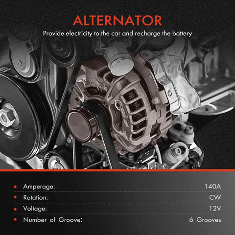Alternator Replacement For Chevy Camaro And Pontiac Firebird 1994-1997 V8 5.7L 12V 140Amp Clockwise 6-Groove Pulley