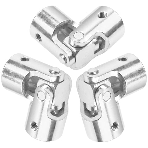 3-pack chrome universal U-joint couplers with rotatable joints, 12mm to 12mm, for RC boats and robotics