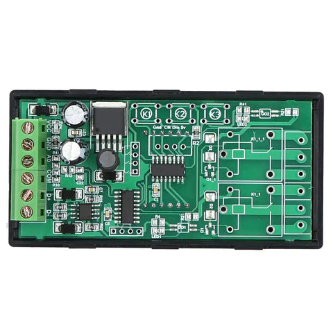 Internal circuit board of 4 Digit LED 7 Segment Display With Modbus RTU Over RS485 Serial Port For PLCs, showcasing components.